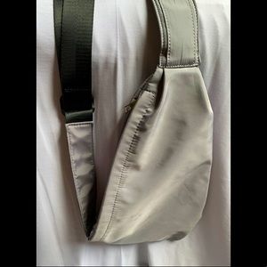 NWOT Athletic Sleek Silver Crossbody Bag
